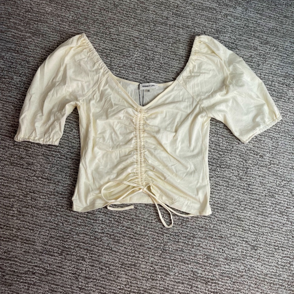 Sugar + Lips Puffed Sleeve Crop Top